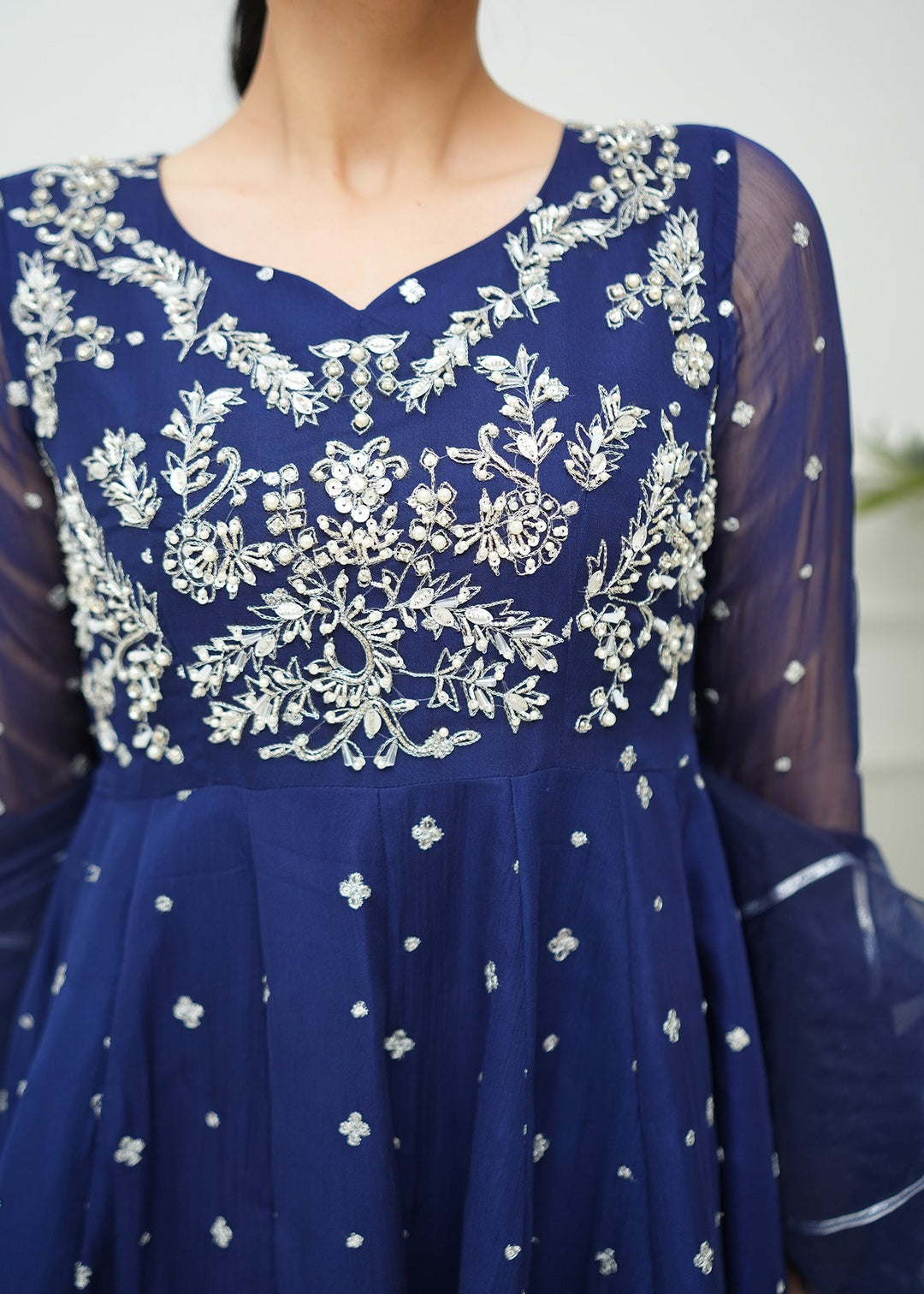 Allure By Ih - Sundae Jacquard Lehenga For Women - Navy - 3 Piece