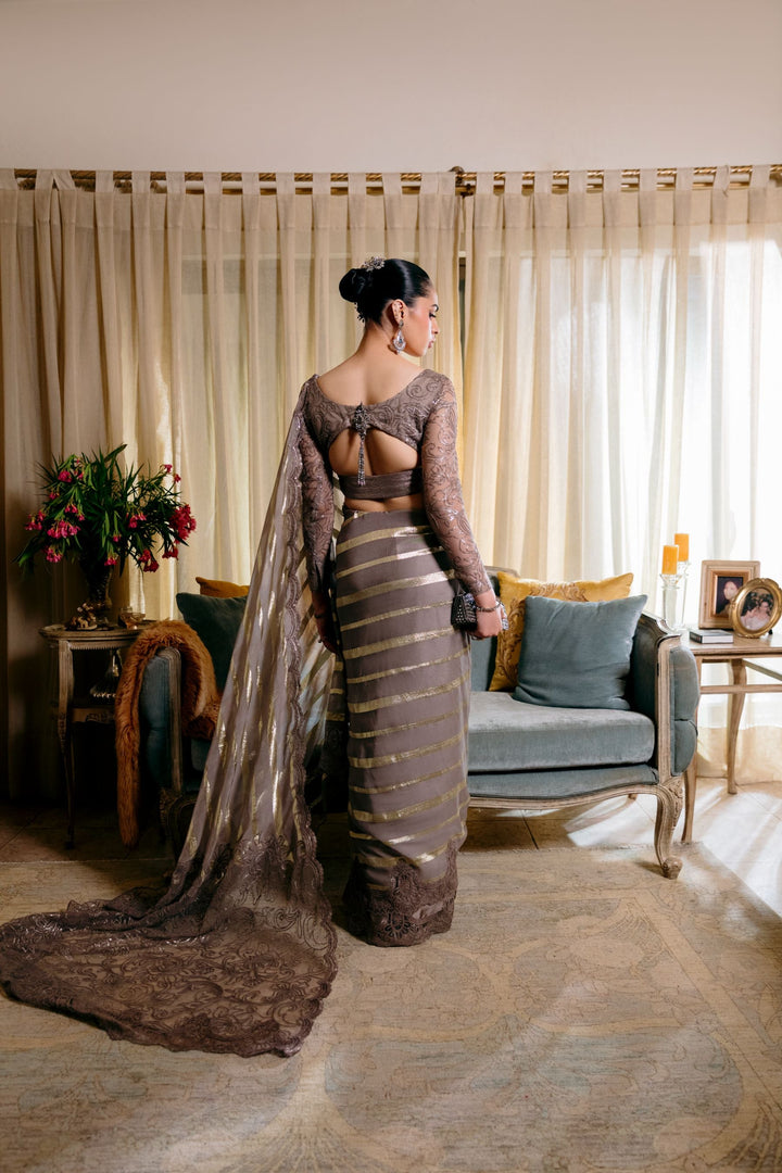 Nilofer Shahid - Mystic night - Grey - Saree