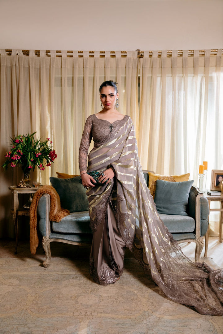 Nilofer Shahid - Mystic night - Grey - Saree