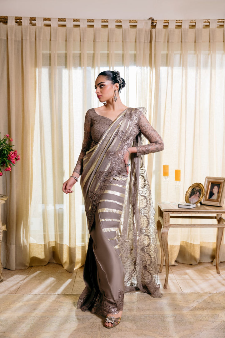 Nilofer Shahid - Mystic night - Grey - Saree
