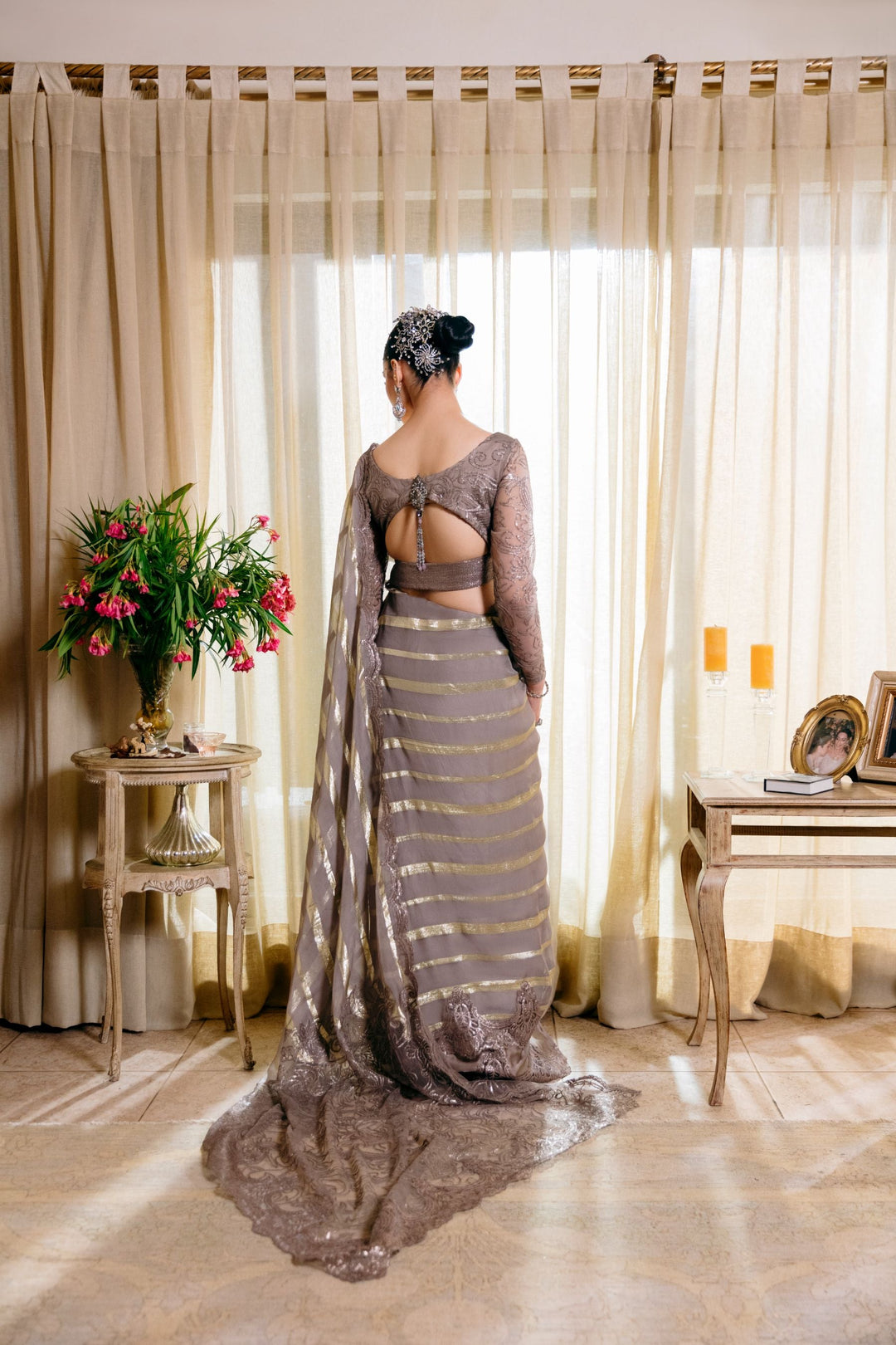 Nilofer Shahid - Mystic night - Grey - Saree