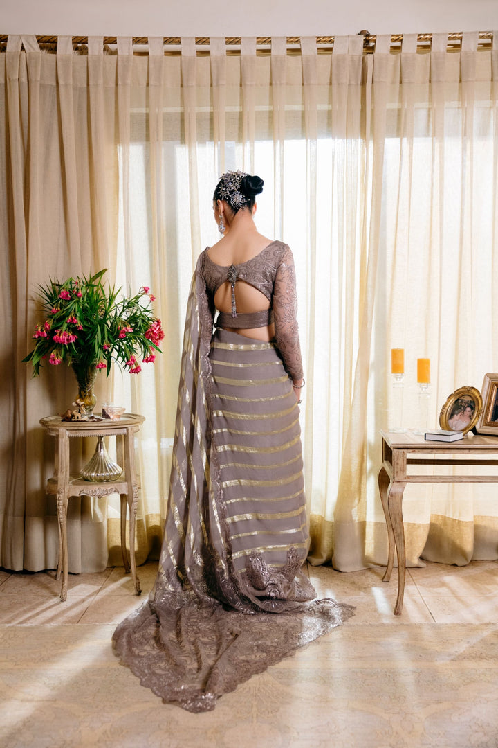 Nilofer Shahid - Mystic night - Grey - Saree