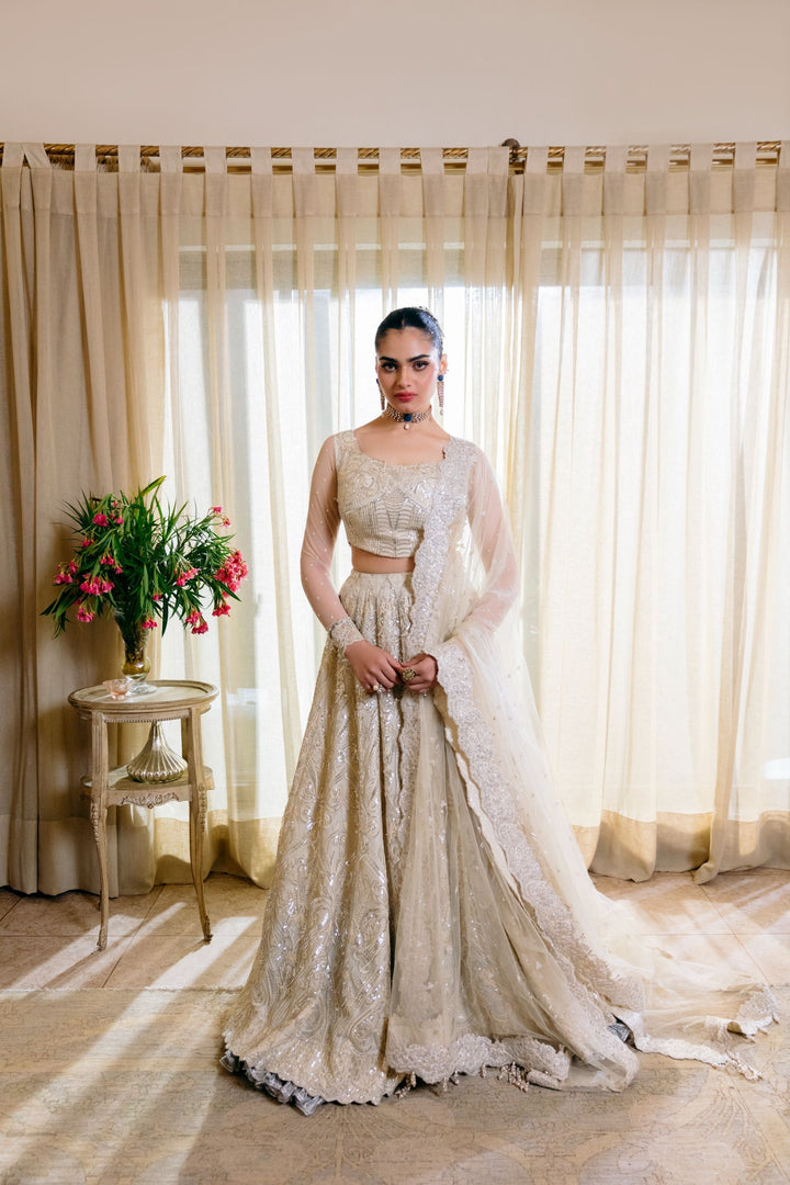 Nilofer Shahid - Moonlight serenade - Pearl White - 3 Piece