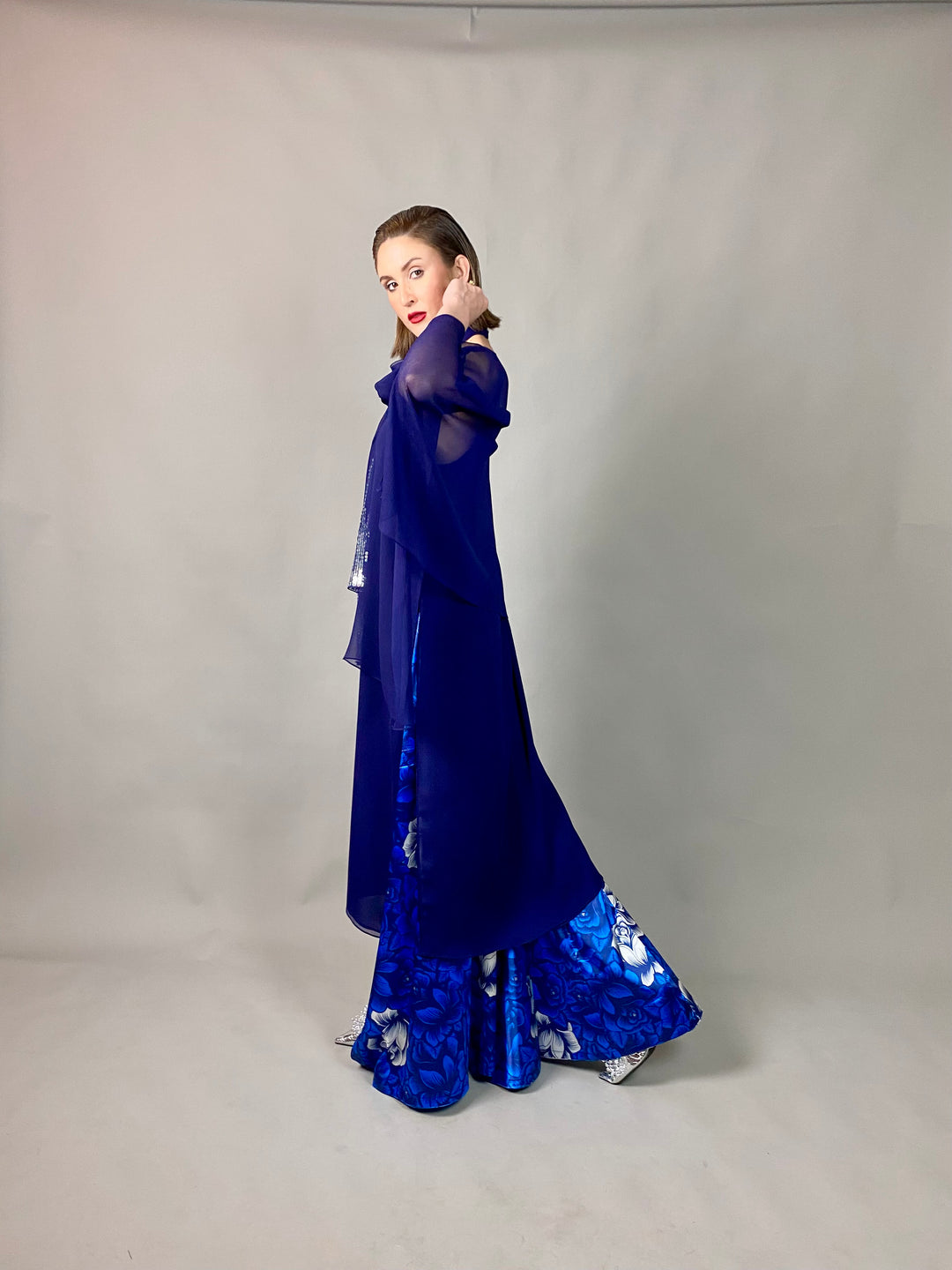 Maheen Khan - Midnight Symphony - NAVY - Blended Chiffon + Satin Silk - 3 Piece