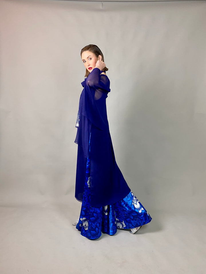 Maheen Khan - Midnight Symphony - NAVY - Blended Chiffon + Satin Silk - 3 Piece