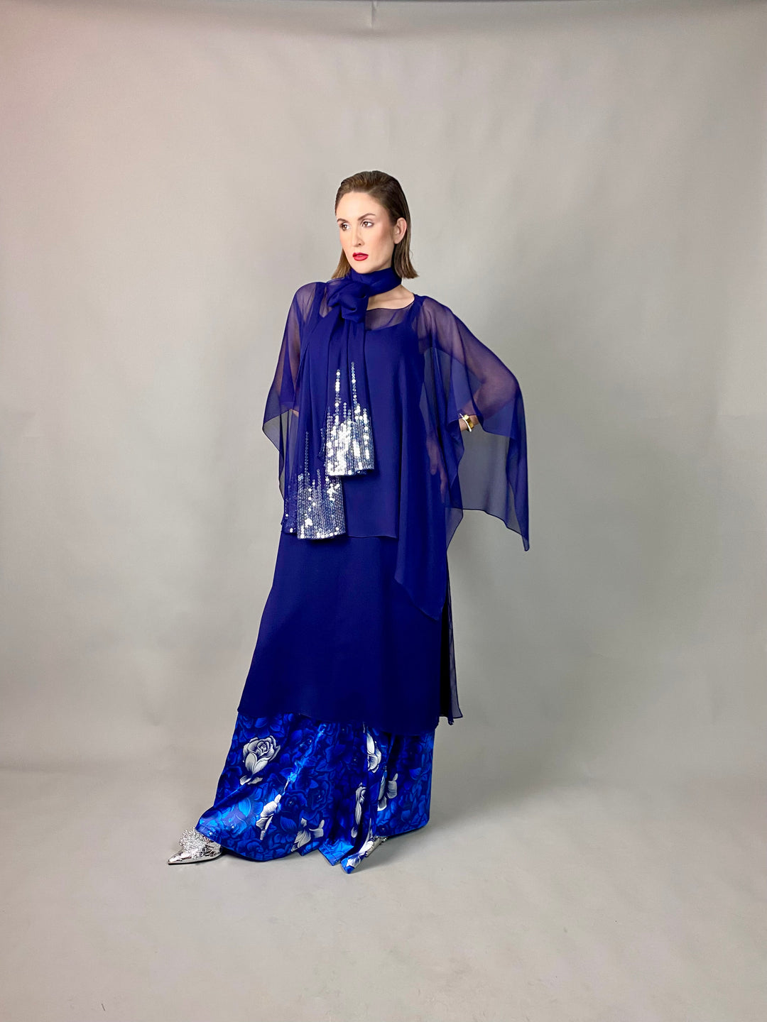Maheen Khan - Midnight Symphony - NAVY - Blended Chiffon + Satin Silk - 3 Piece