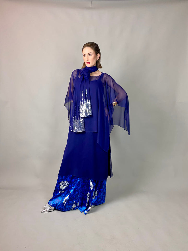 Maheen Khan - Midnight Symphony - NAVY - Blended Chiffon + Satin Silk - 3 Piece