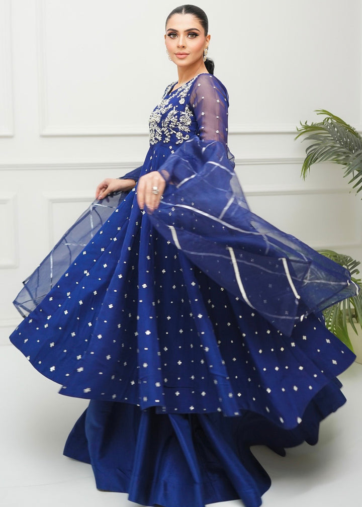 Allure By Ih - Sundae Jacquard Lehenga For Women - Navy - 3 Piece