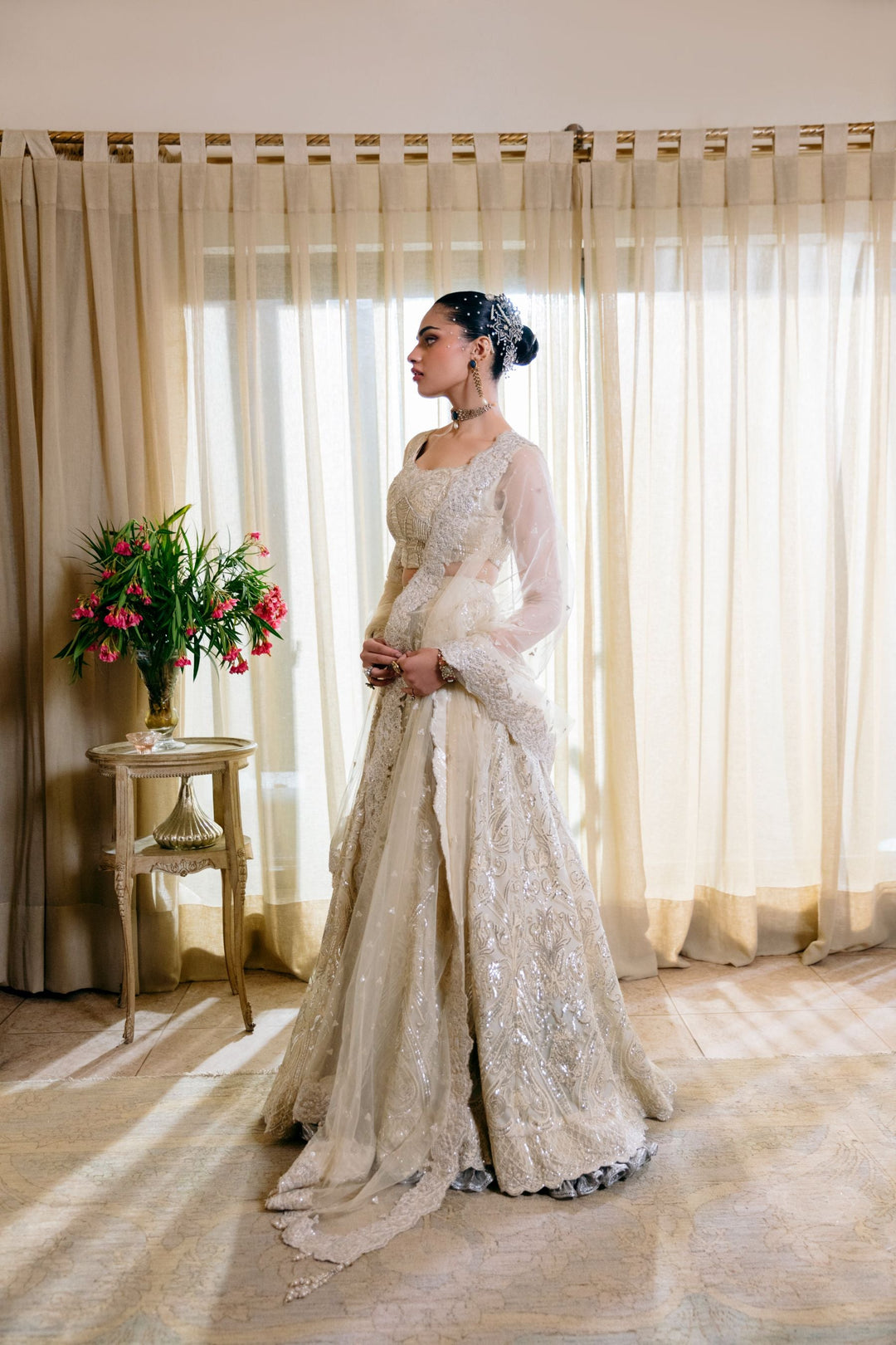 Nilofer Shahid - Moonlight serenade - Pearl White - 3 Piece