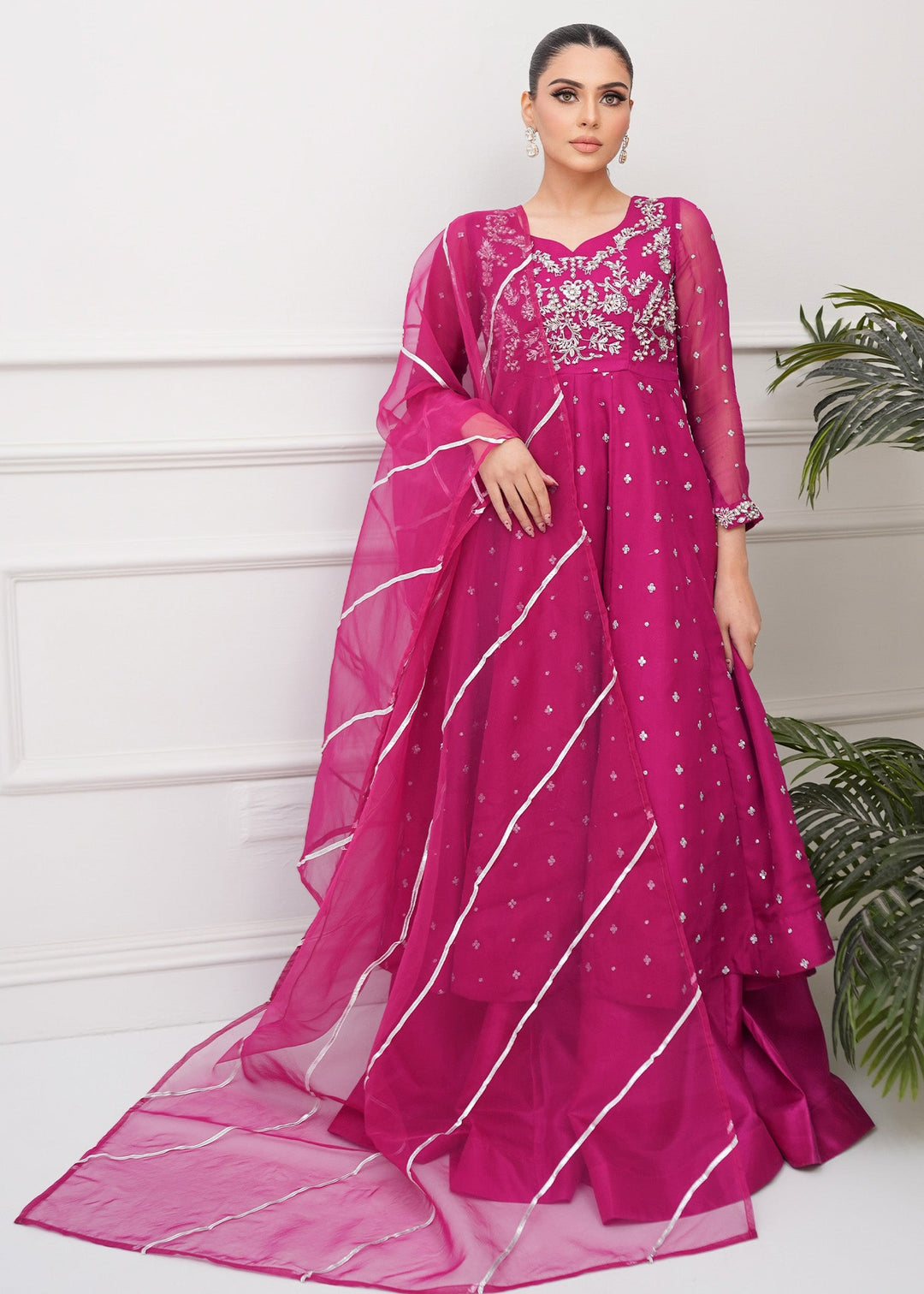 Allure By Ih - Very Berry Jacquard Lehenga For Women - Plum - 3 Piece