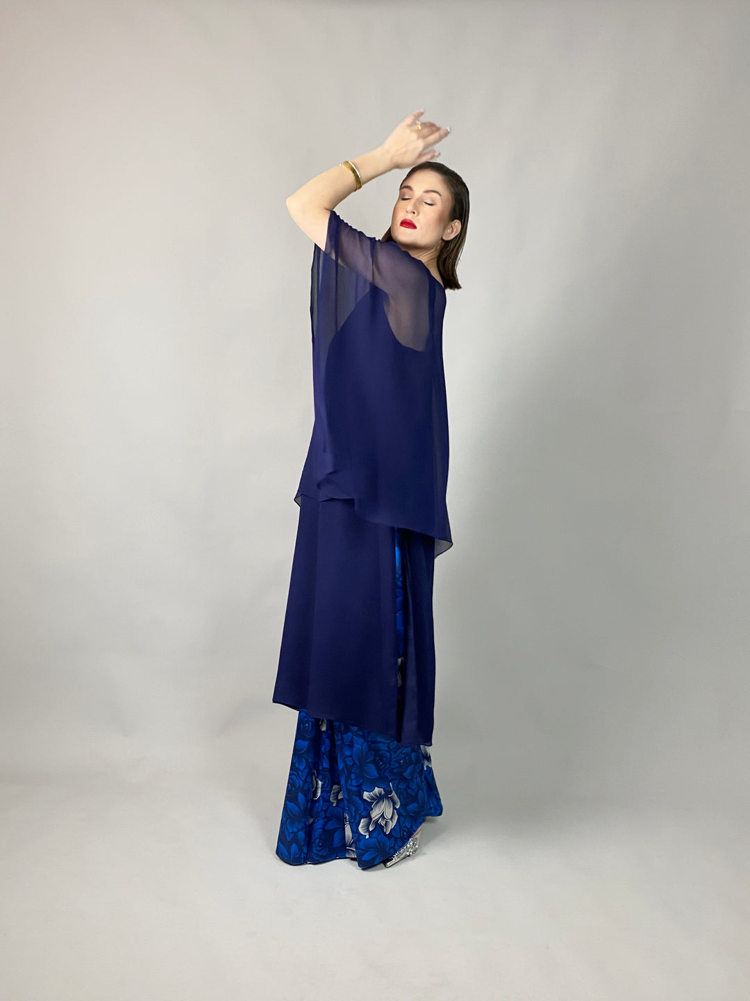 Maheen Khan - Midnight Symphony - NAVY - Blended Chiffon + Satin Silk - 3 Piece