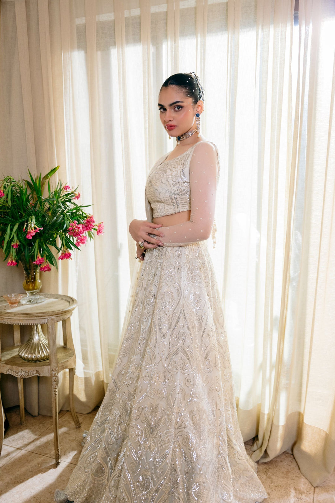 Nilofer Shahid - Moonlight serenade - Pearl White - 3 Piece