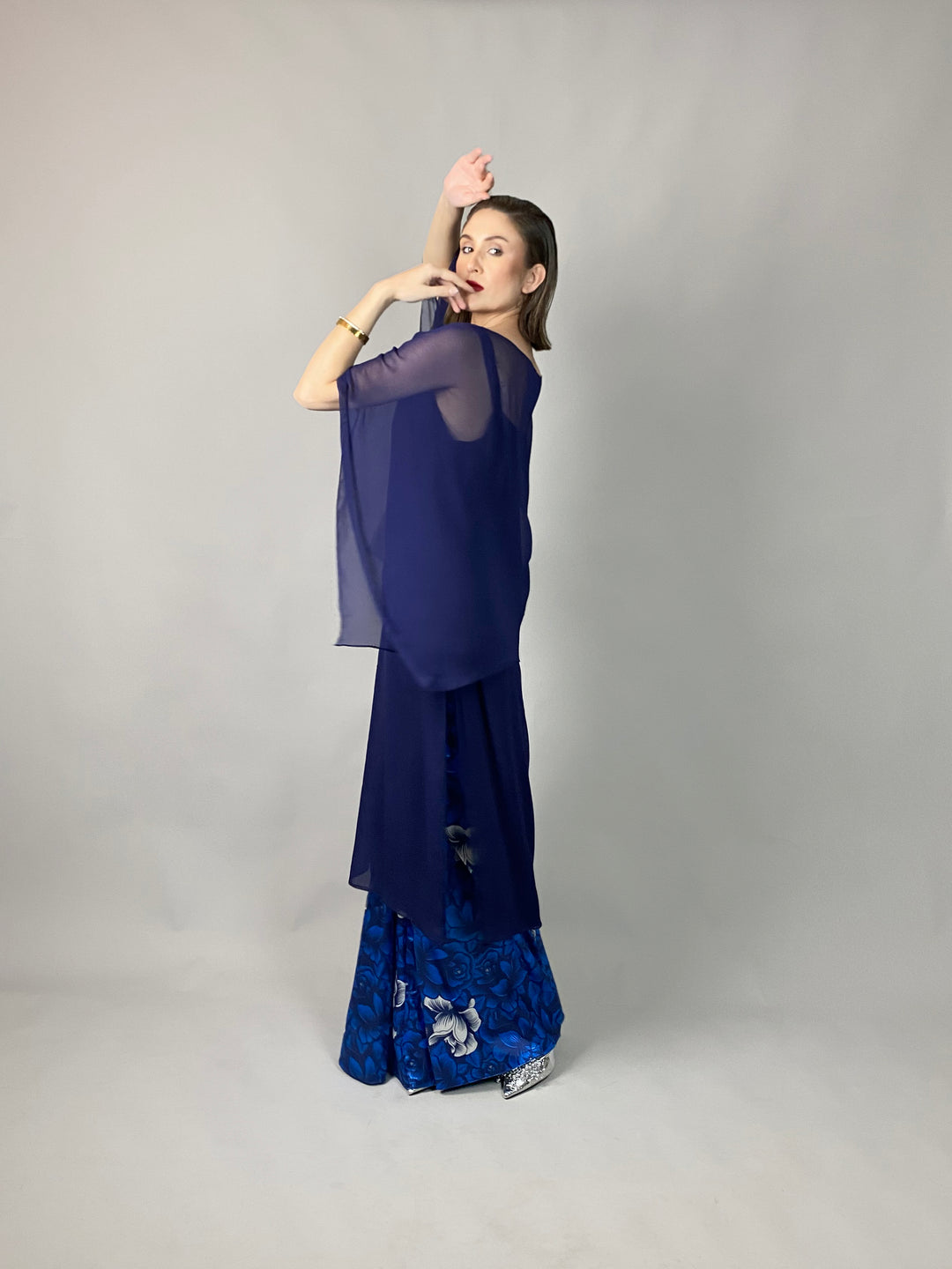 Maheen Khan - Midnight Symphony - NAVY - Blended Chiffon + Satin Silk - 3 Piece