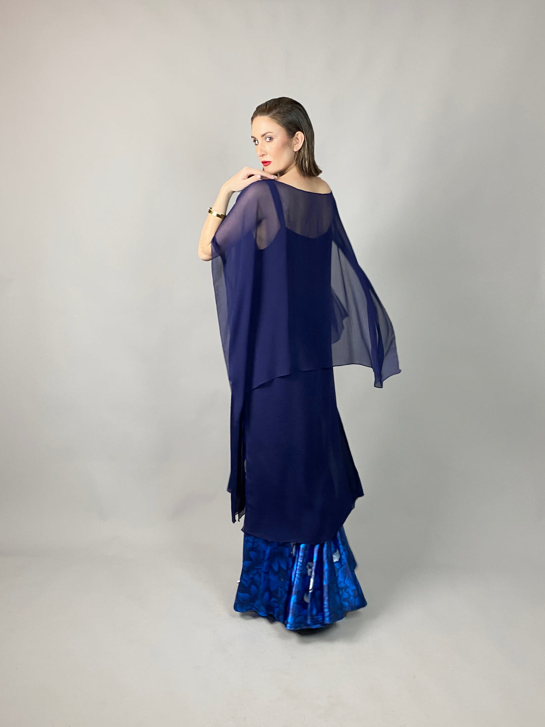 Maheen Khan - Midnight Symphony - NAVY - Blended Chiffon + Satin Silk - 3 Piece