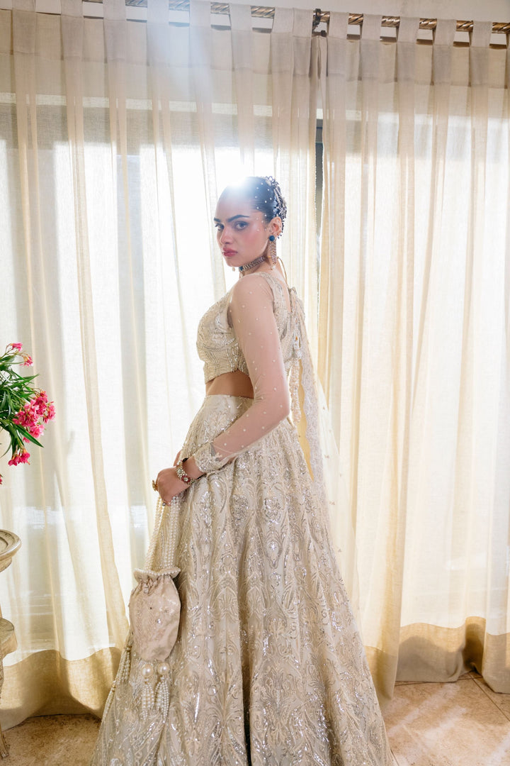 Nilofer Shahid - Moonlight serenade - Pearl White - 3 Piece