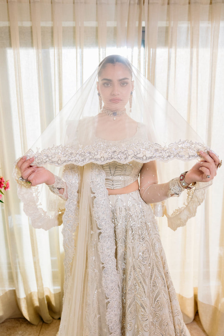 Nilofer Shahid - Moonlight serenade - Pearl White - 3 Piece