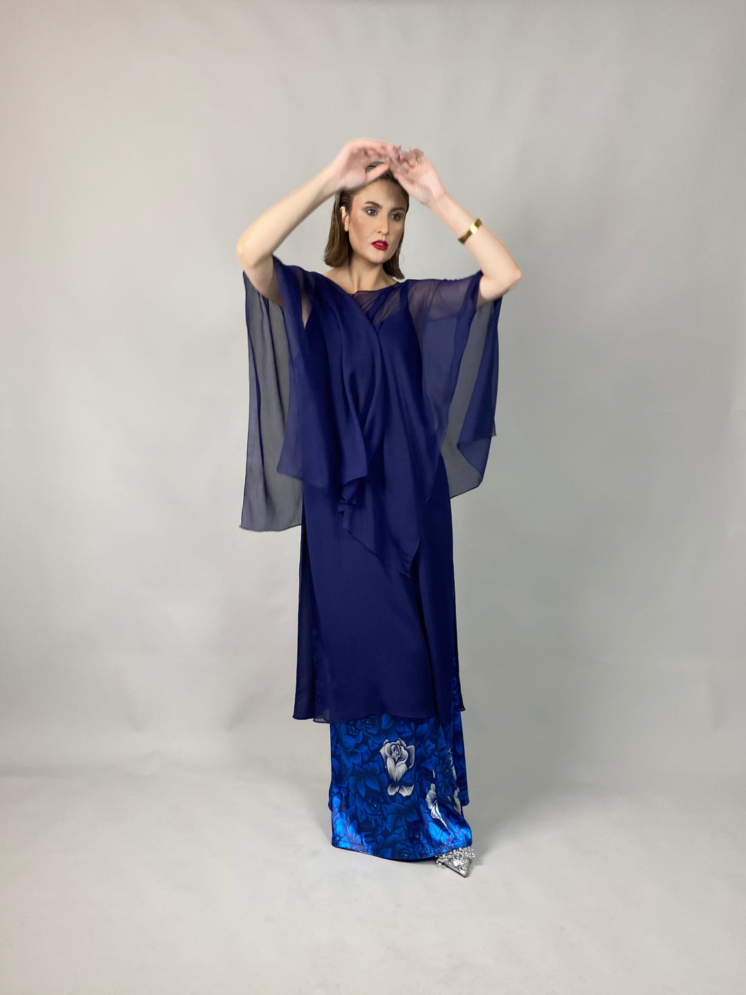 Maheen Khan - Midnight Symphony - NAVY - Blended Chiffon + Satin Silk - 3 Piece