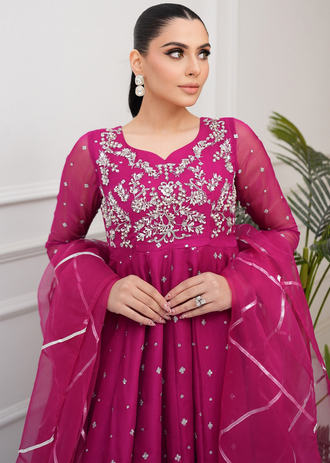 Allure By Ih - Very Berry Jacquard Lehenga For Women - Plum - 3 Piece