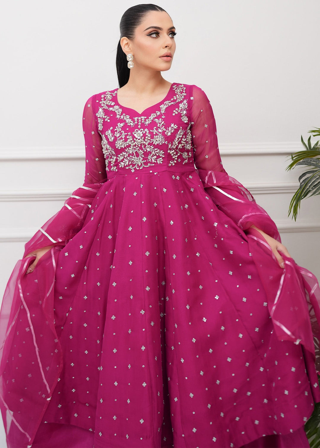 Allure By Ih - Very Berry Jacquard Lehenga For Women - Plum - 3 Piece