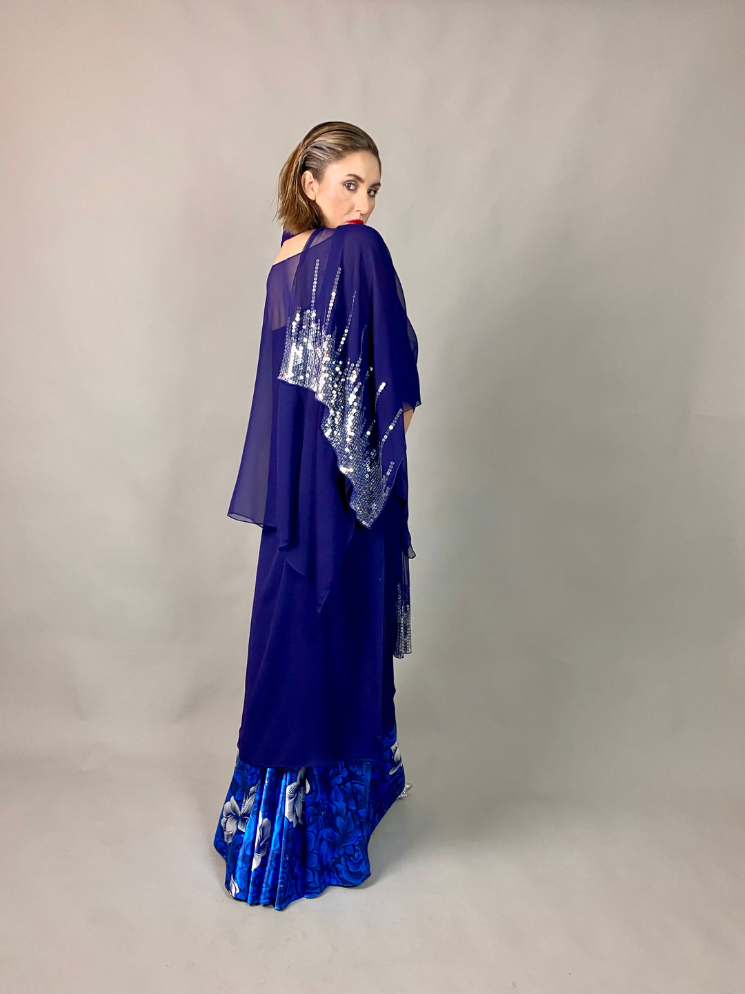 Maheen Khan - Midnight Shimmer Stole - NAVY - Blended Chiffon - 1 Piece