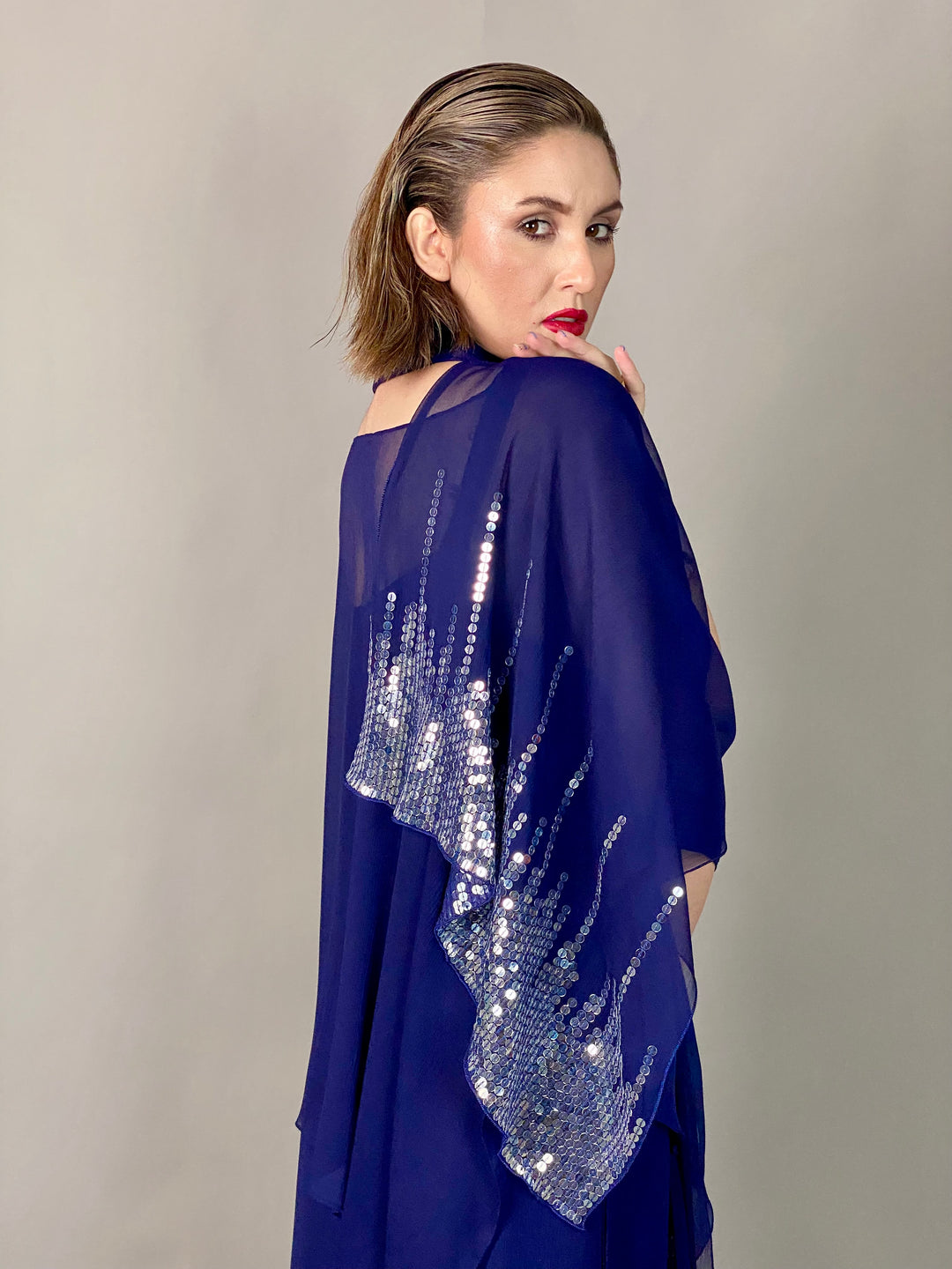 Maheen Khan - Midnight Shimmer Stole - NAVY - Blended Chiffon - 1 Piece