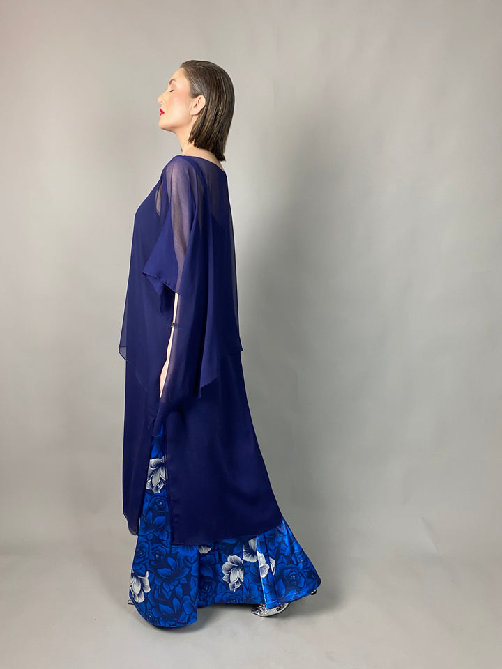 Maheen Khan - Midnight Symphony - NAVY - Blended Chiffon + Satin Silk - 3 Piece