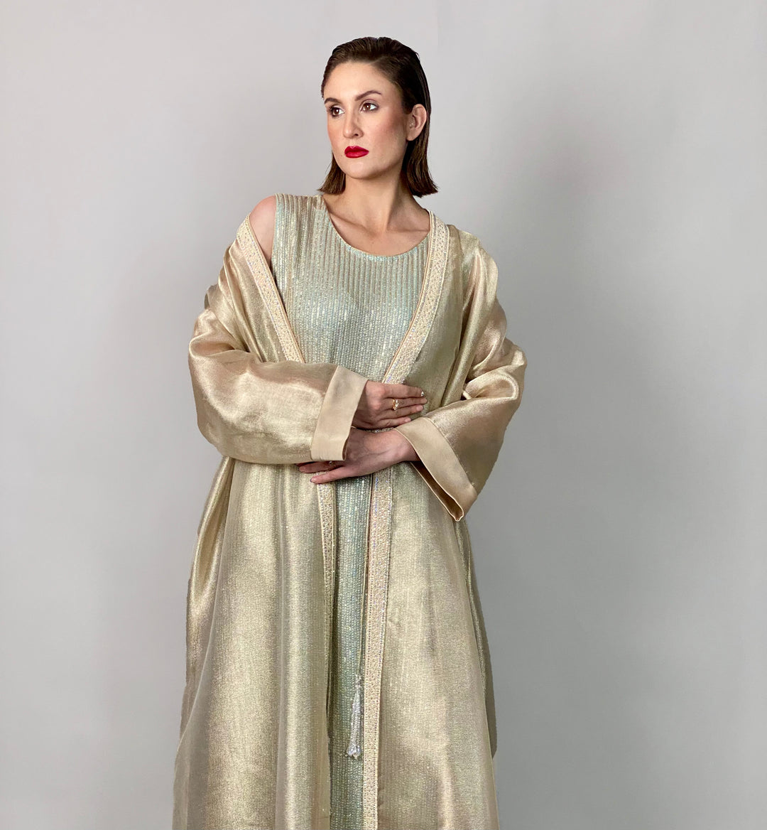 Maheen Khan - Sheer Gold Opera Coat - GOLD - NRT MYSORI - 1 Piece