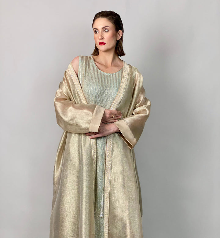 Maheen Khan - Sheer Gold Opera Coat - GOLD - NRT MYSORI - 1 Piece