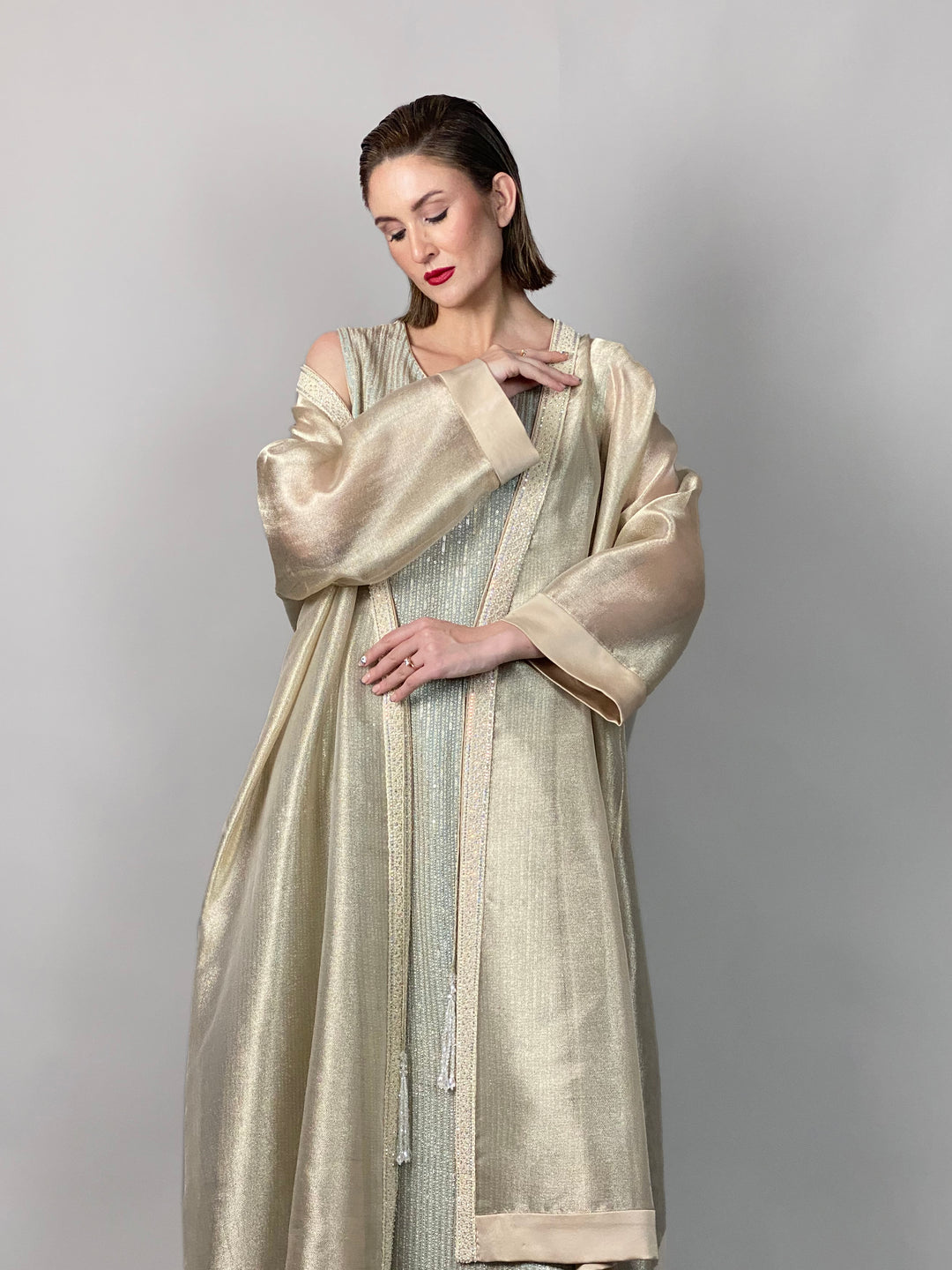 Maheen Khan - Sheer Gold Opera Coat - GOLD - NRT MYSORI - 1 Piece