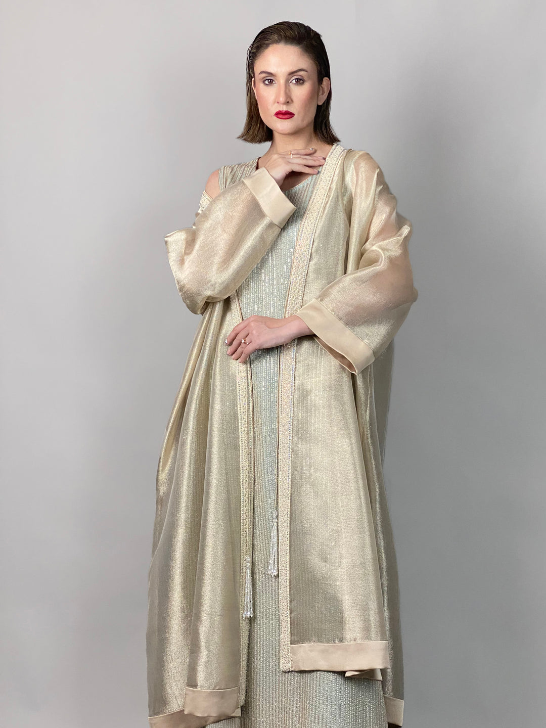 Maheen Khan - Sheer Gold Opera Coat - GOLD - NRT MYSORI - 1 Piece