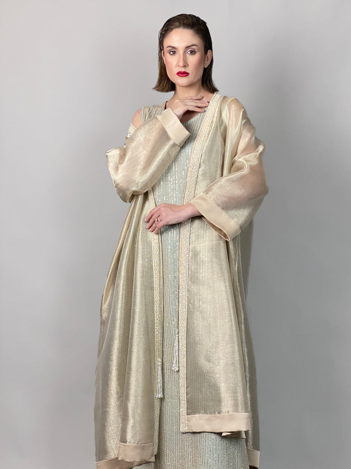 Maheen Khan - Sheer Gold Opera Coat - GOLD - NRT MYSORI - 1 Piece