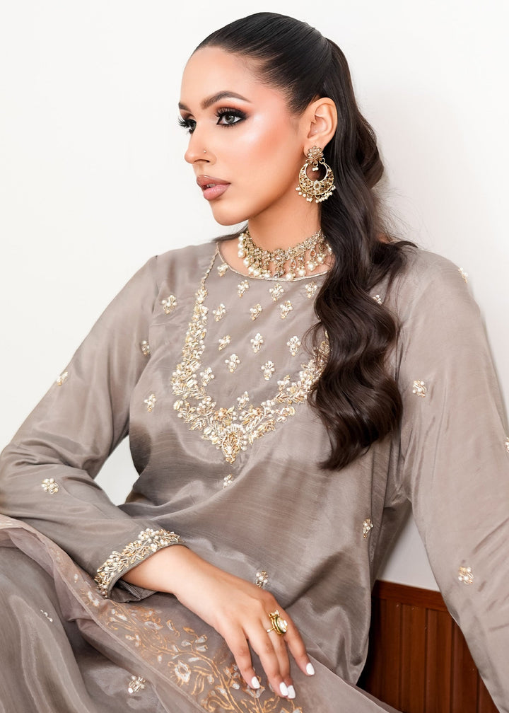 Allure By Ih - Ruth Raw Silk Suit For Women - Grey - 3 Piece