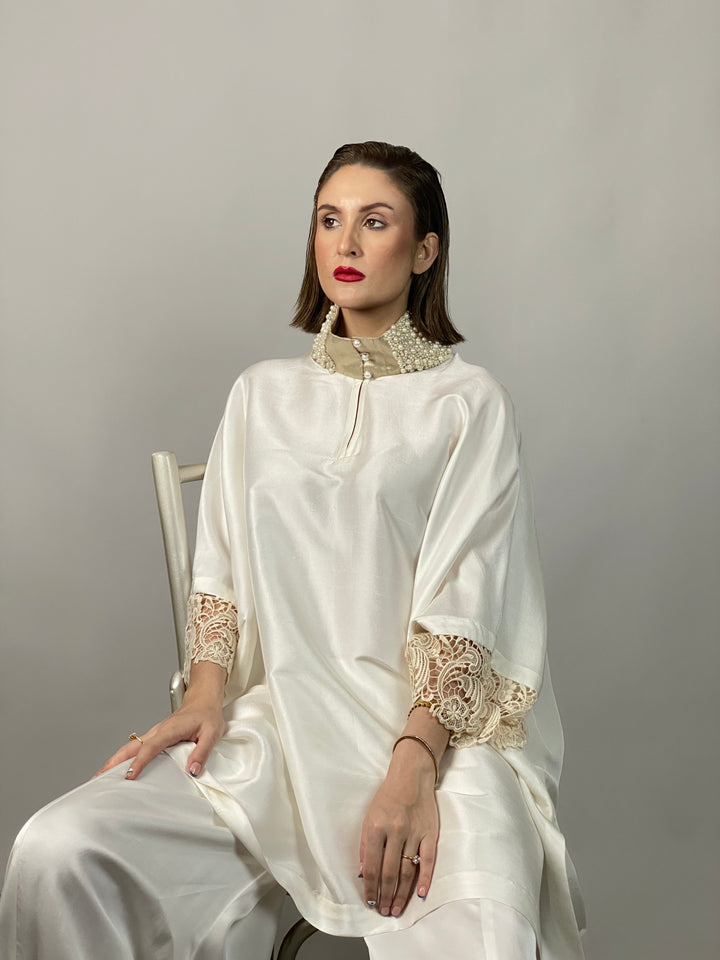Maheen Khan - Lady In White - WHITE - RAW SILK - 1 Piece
