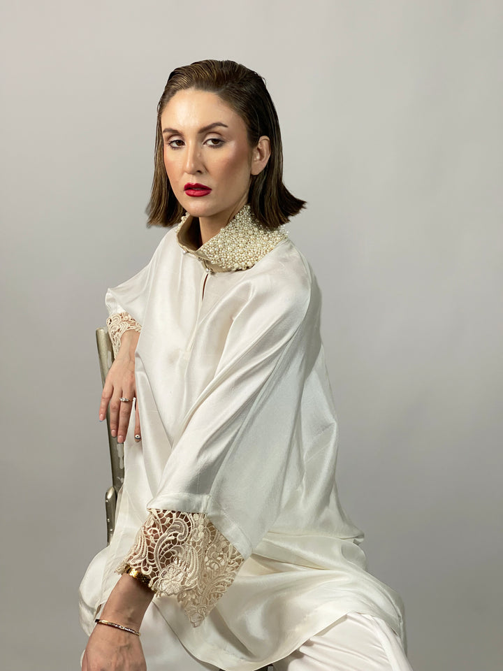 Maheen Khan - Lady In White - WHITE - RAW SILK - 1 Piece