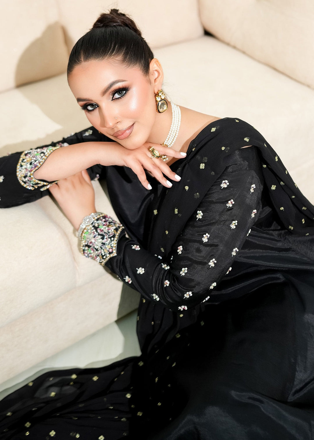 Allure By Ih - Maanvi Raw Silk Suit For Women - Black - 3 Piece