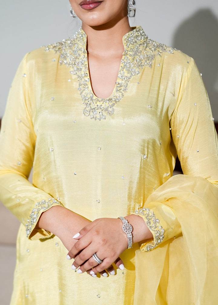 Allure By Ih - Buttercup Raw Silk Suit For Women - Yellow - 3 Piece