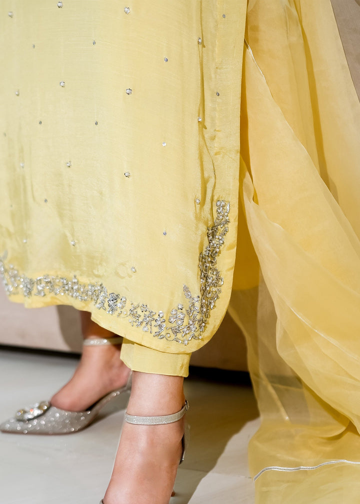 Allure By Ih - Buttercup Raw Silk Suit For Women - Yellow - 3 Piece