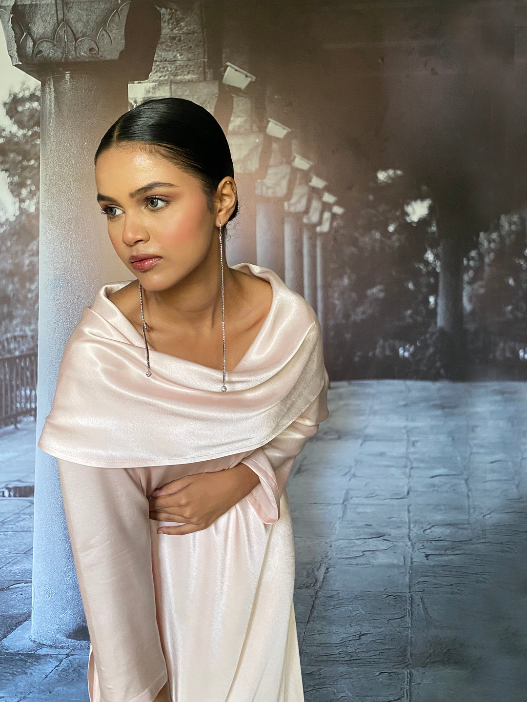 Gulabo - Nur Blended Silk Powder Pnk Tunic For Women - 2 Piece