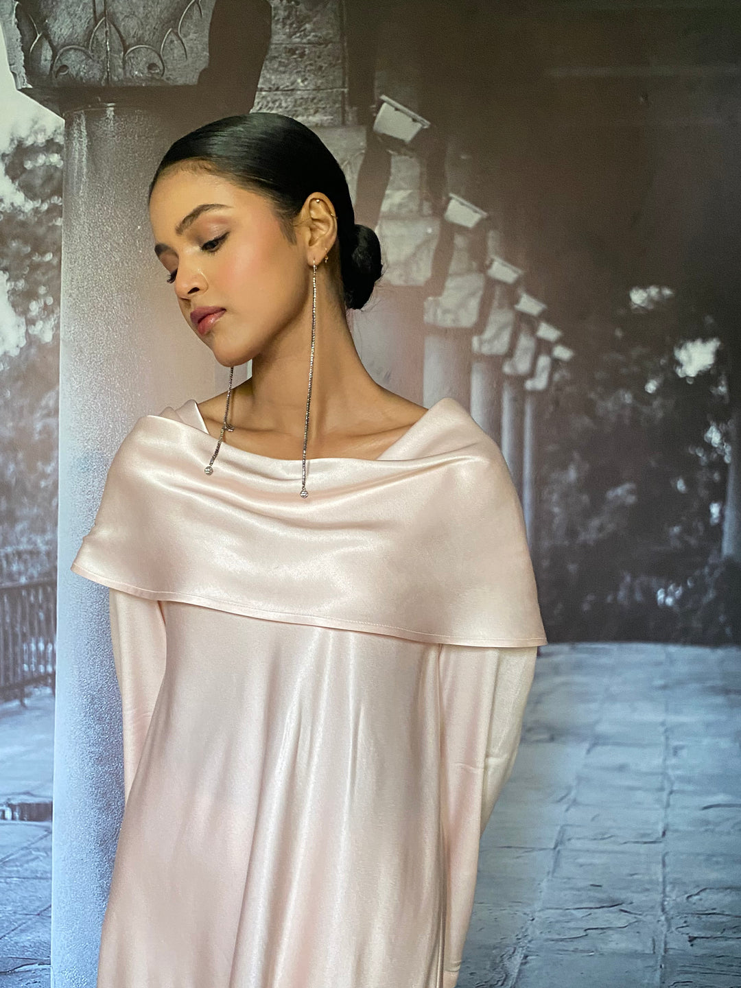 Gulabo - Nur Blended Silk Powder Pnk Tunic For Women - 2 Piece