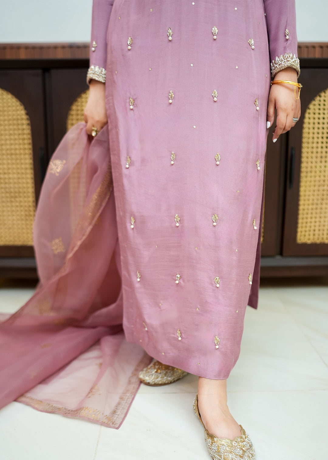 Allure By Ih - Dora Raw Silk Suit For Women - Purple - 3 Piece