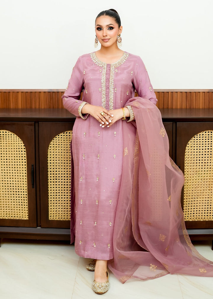 Allure By Ih - Dora Raw Silk Suit For Women - Purple - 3 Piece