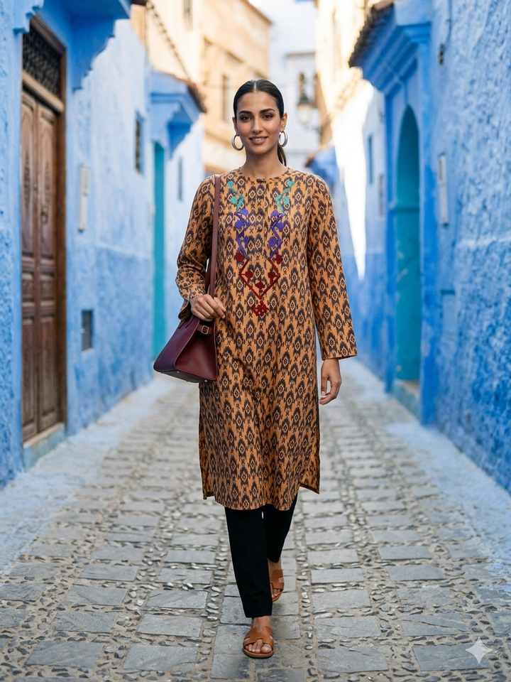 Gulabo - Cotton Lawn Amber Ikat Shirt For Women - Black - 1 Piece - Studio by TCS