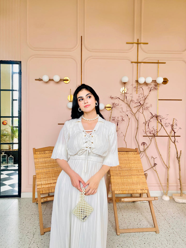 Syah - Jasmine Long Dress - White - Chiffon - 1 Piece