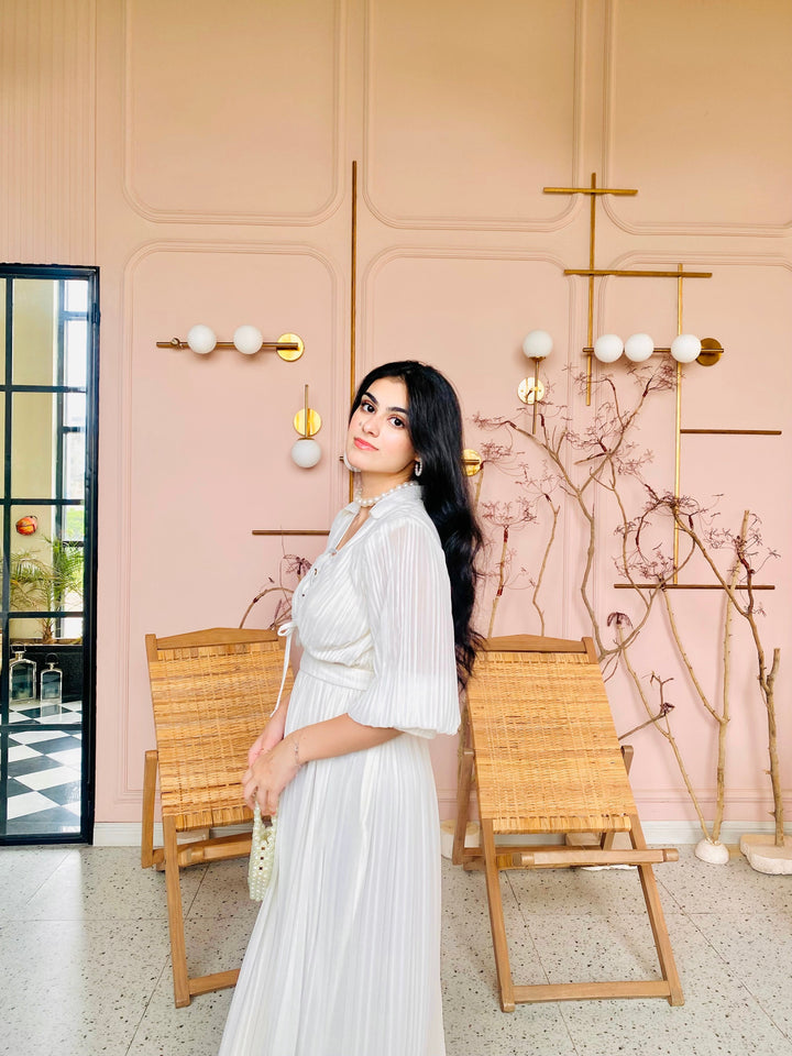 Syah - Jasmine Long Dress - White - Chiffon - 1 Piece