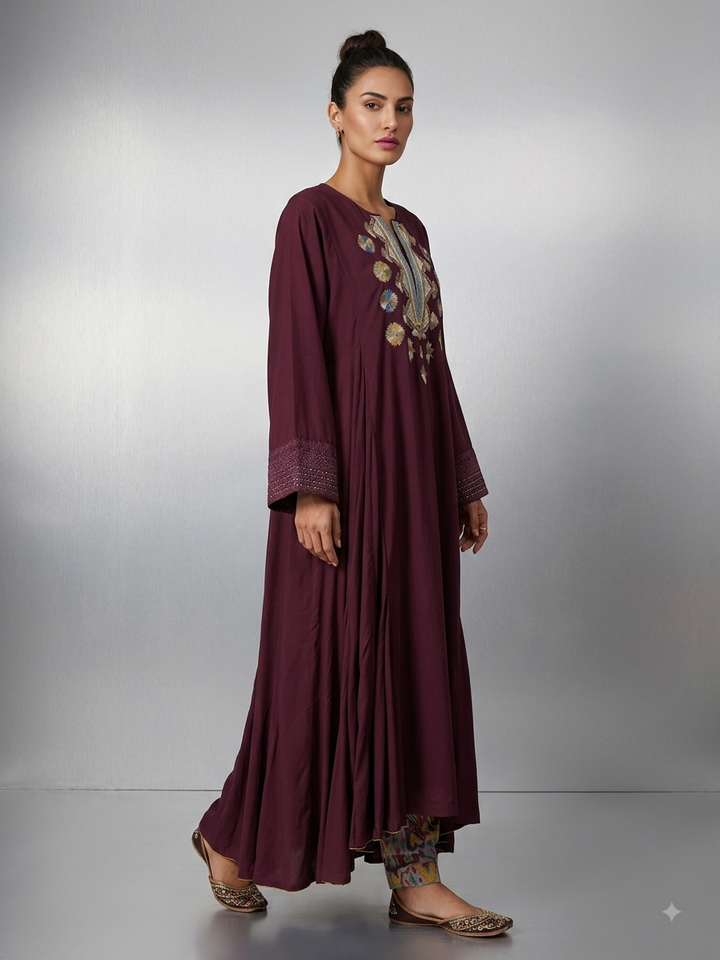 Maheen Khan - Gulbahar Bosky Suit For Women - Burgundy - 2 Piece