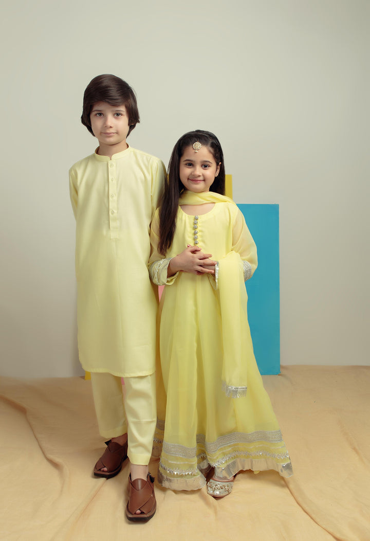 Kidoz Kloset - Silver Lime Chiffon Frock For Girl