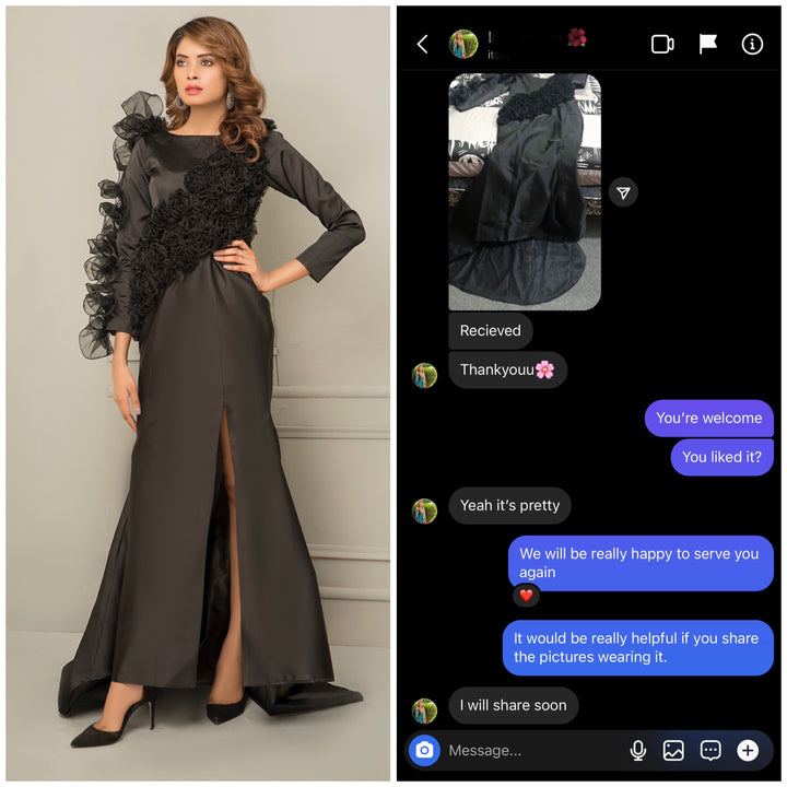 Syah - Smoked Pattern Dress - Silk - Black - 1 Piece