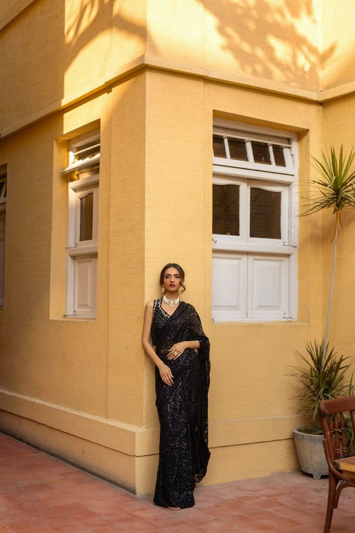 Insia Sohail - Rani - Black - Saree - Organza - Studio by TCS