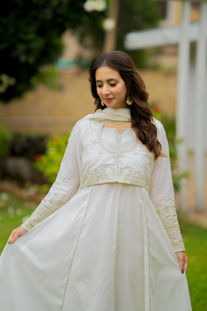 Omal by Komal - TARANA (Shirt & Dupatta ) - White - Lawn - 2 Piece