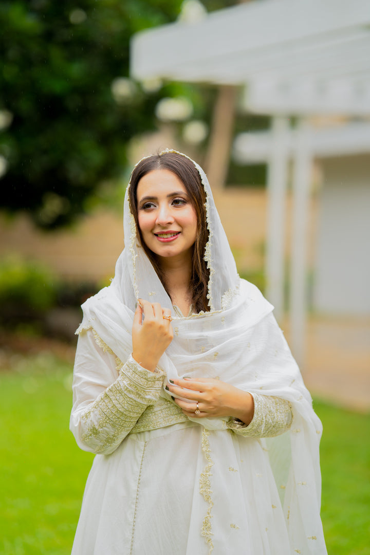 Omal by Komal - TARANA (Shirt & Dupatta ) - White - Lawn - 2 Piece